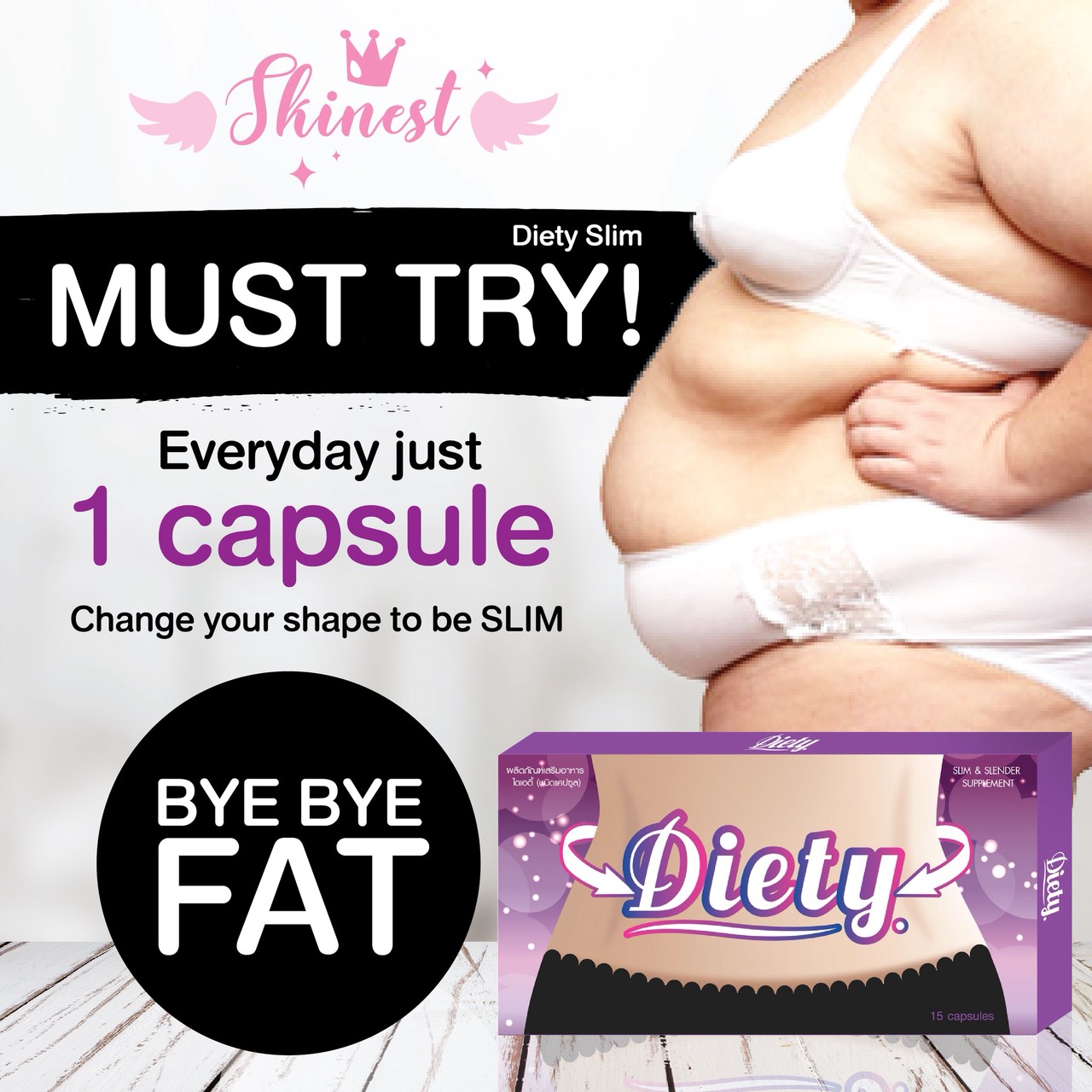 15 CAPS DIETY (GLUTA LAPUNZEL) SLIM & SLENDER WHITENING SKIN DIETARY SUPPLEMENT WEIGHT LOSS SLIM AND FIT by www.ccthaitown.com