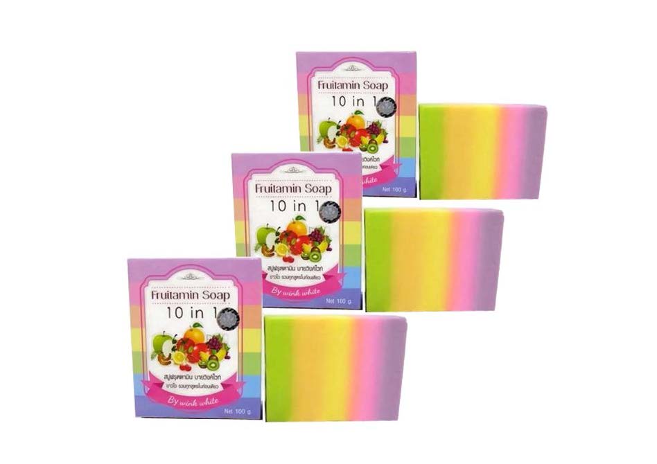 100 g FRUITAMIN SOAP 10 IN 1 WHITENING BRIGHTENING WINK WHITE BRAND by "www.ccthaitown.com"