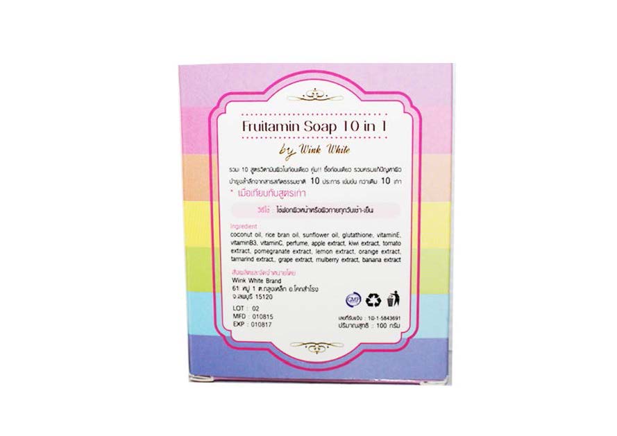 100 g FRUITAMIN SOAP 10 IN 1 WHITENING BRIGHTENING WINK WHITE BRAND by "www.ccthaitown.com"