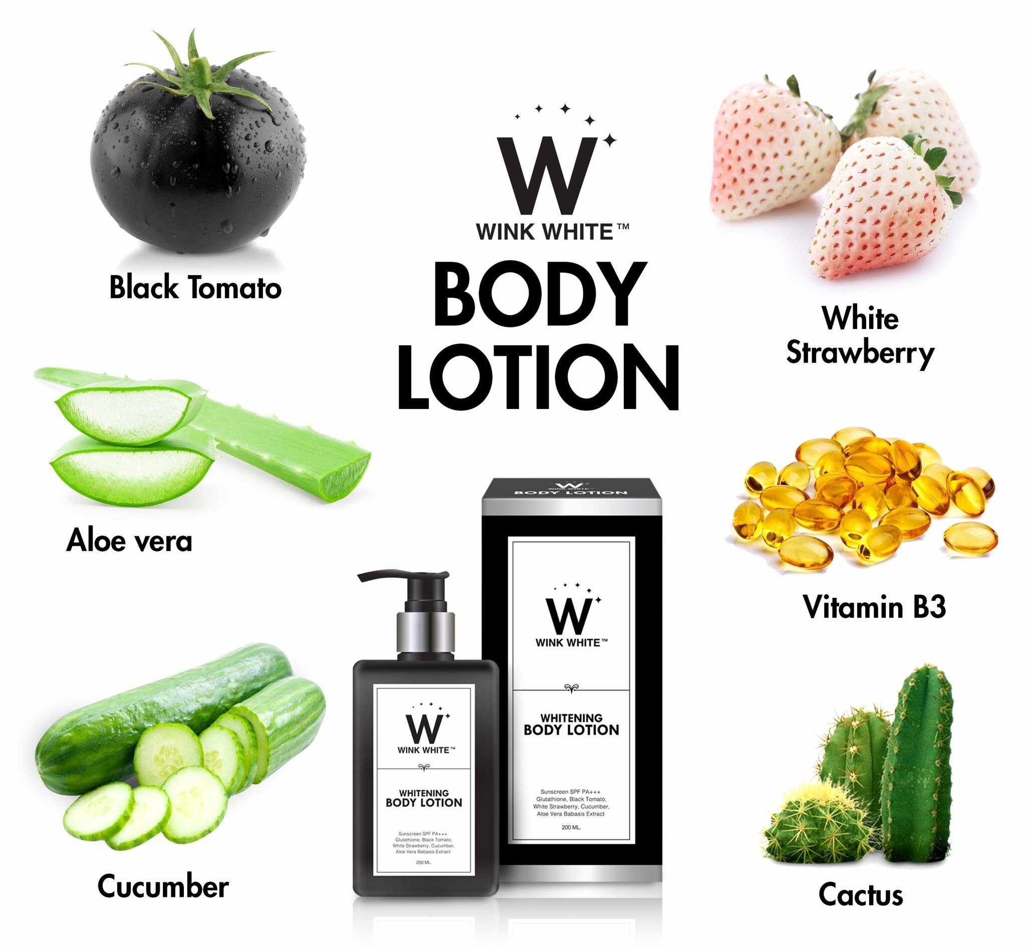 200 ml WINK WHITE BODY WHITE LOTION GLUTA LOTION WHITENING LOTION SKIN by "www.ccthaitown.com"