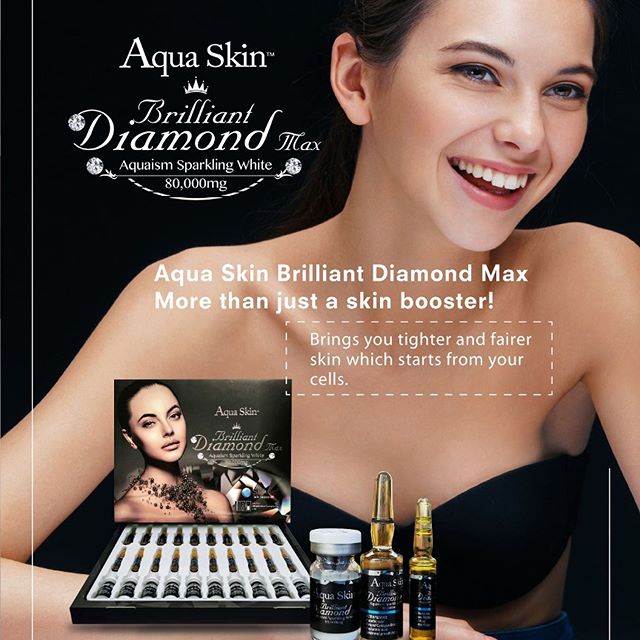 AQUA SKIN BRILLIANT DIAMOND MAX AQUAISM SPARKLING WHITE 80,000 mg WHITENING GLUTATHIONE SKIN (SWISS) by www.ccthaitown.com