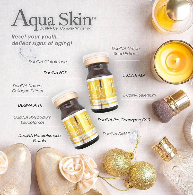 AQUA SKIN FINE GOLD (SWISS) DUALNA CELL COMPLEX GLUTATHIONE SKIN WHITENING INJECTION by www.ccthaitown.com