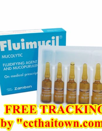 FLUIMUCIL ZAMBON 300 mg 5 AMP x 3 ML/ BOX (ITALY) N-ACETYLCYSTEINE (NAC) GLUTATHIIONE WHITENING SKIN INJECTION by "www.ccthaitown.com"