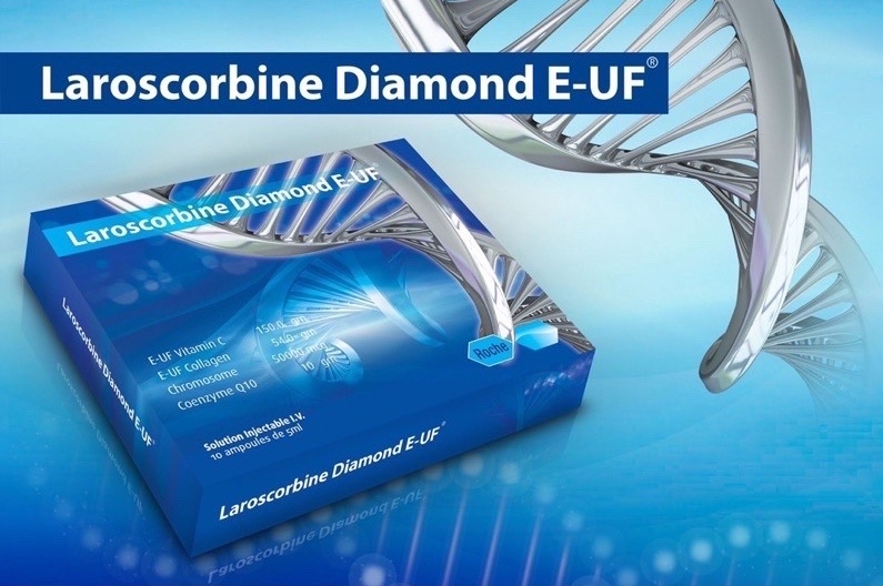 NEW LAROSCORBINE DIAMOND E-UF VITAMIN C 150.0 gm + COLLAGEN 54 gm (BLUE BOX) INJECTION by "www.ccthaitown.com"