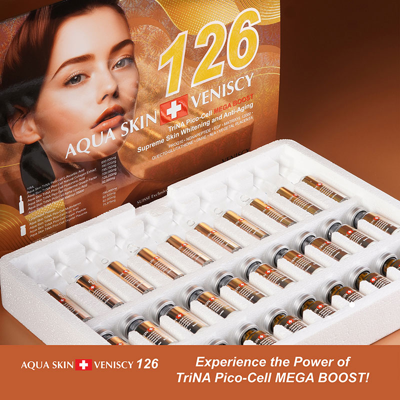 AQUA SKIN + VENISCY 126 (SWISS) TRINA PICO-CELL MEGA BOOST SUPREME SKIN WHITENING AND ANTI-AGING