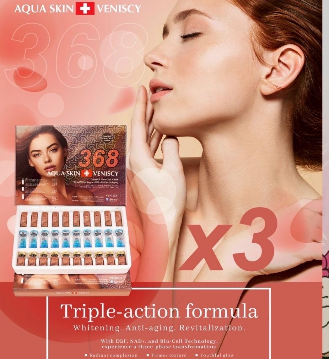 AQUA SKIN VENISCY 368 NAD+ EGF BLU-CELL TECHNOLOGY TRIPLE-ACTION FORMULA WHITENING ANTI-AGING REVITALIZATION INJECTION