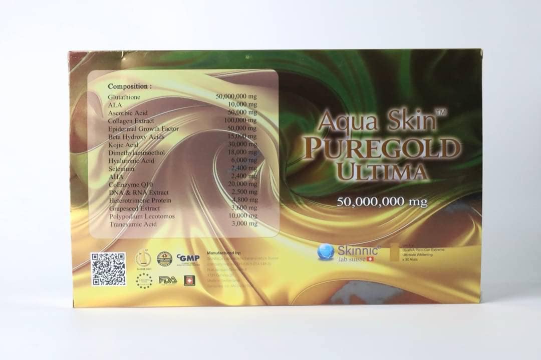 AQUA SKIN PURE GOLD ULTIMA 50,000,000 mg GLUTATHIONE INJECTION