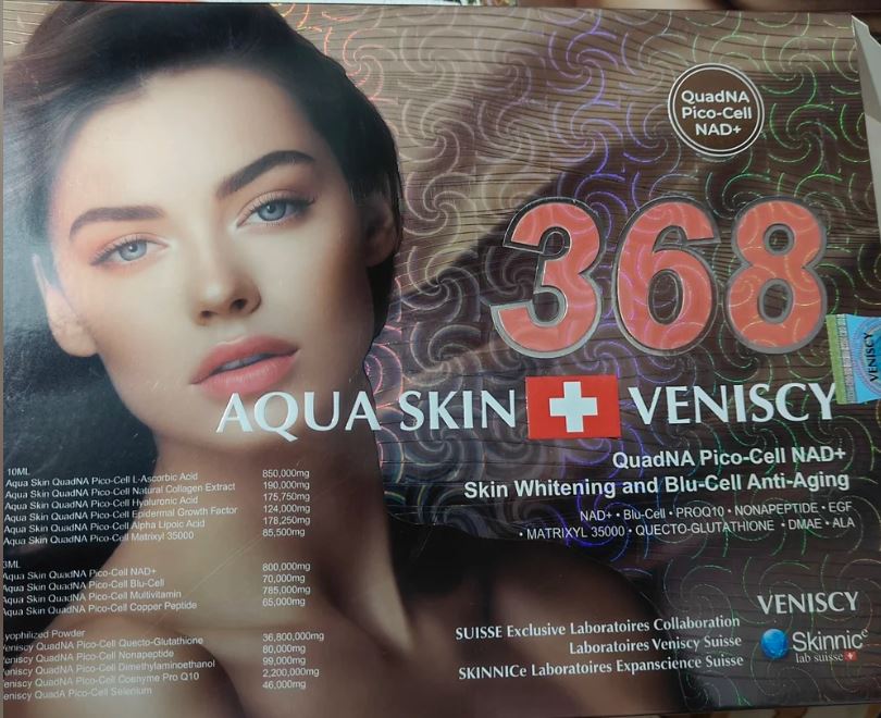 AQUA SKIN VENISCY 368 NAD+ EGF BLU-CELL TECHNOLOGY TRIPLE-ACTION FORMULA WHITENING ANTI-AGING REVITALIZATION INJECTION